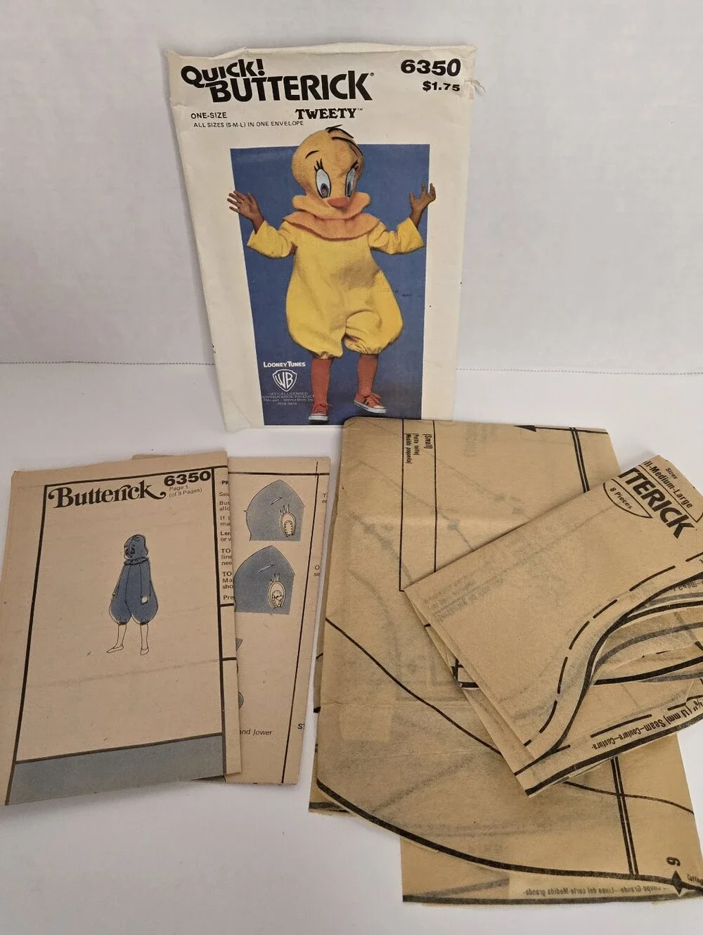 Butterick Quick! TWEETY 6350 One-Size Children's Costume & Mask Looney Tunes